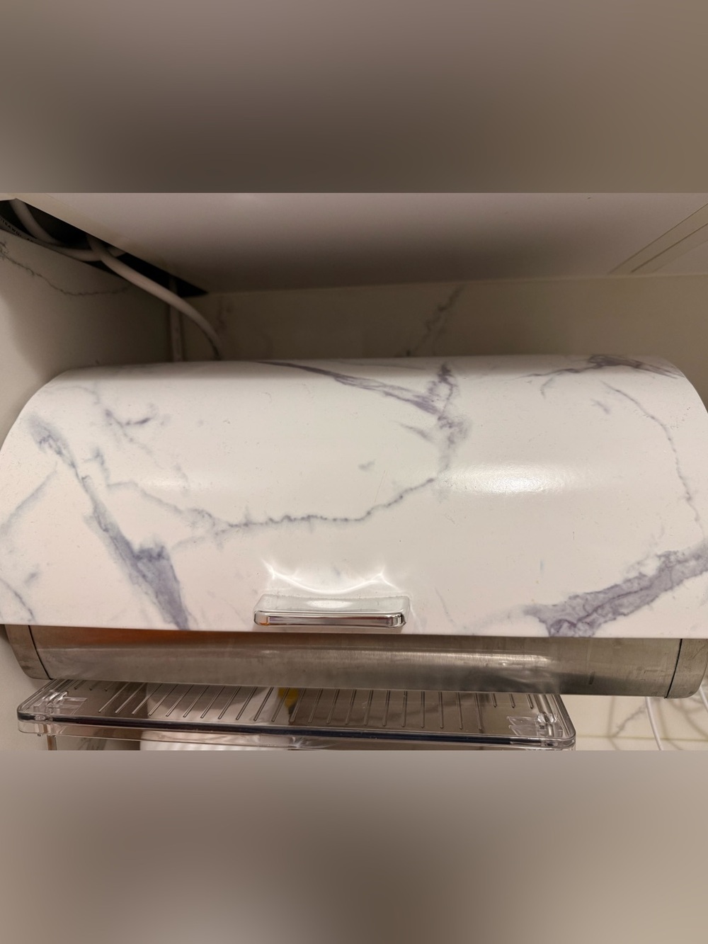 Marble-Pattern Bread Box - White - Picture 2 of 8